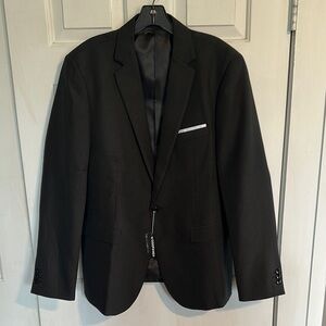 NWT CooFandy Black Blazer with white pocket square size large men’s